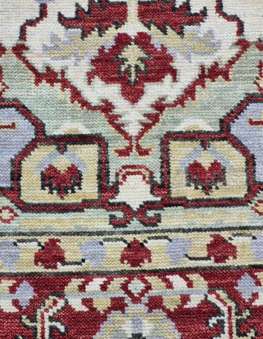 8x10 voet, handgeknoopt, oosters Sherapi-design, beige/rood
