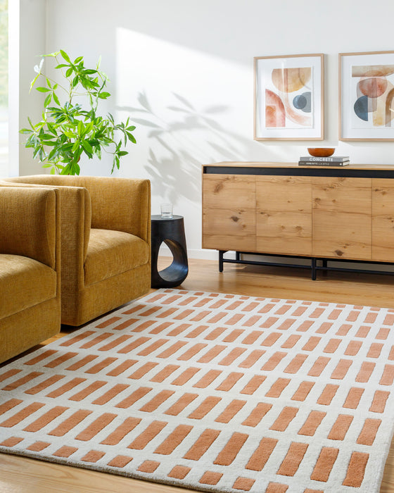 Jason Wu Grid Wool Rug — Coral / Green | JSW-1000 in