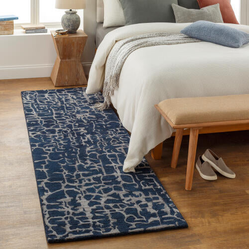 Banshee handgemaakt vloerkleed van wol & viscose — Donkerblauw | BAN-3306