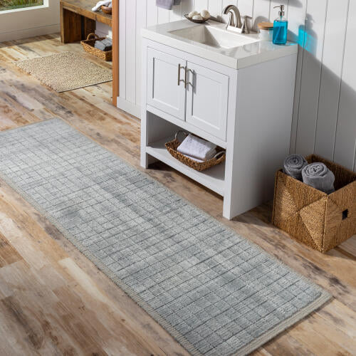Carre handgemaakt vloerkleed — Denim / Lichtbeige | CCR-2303