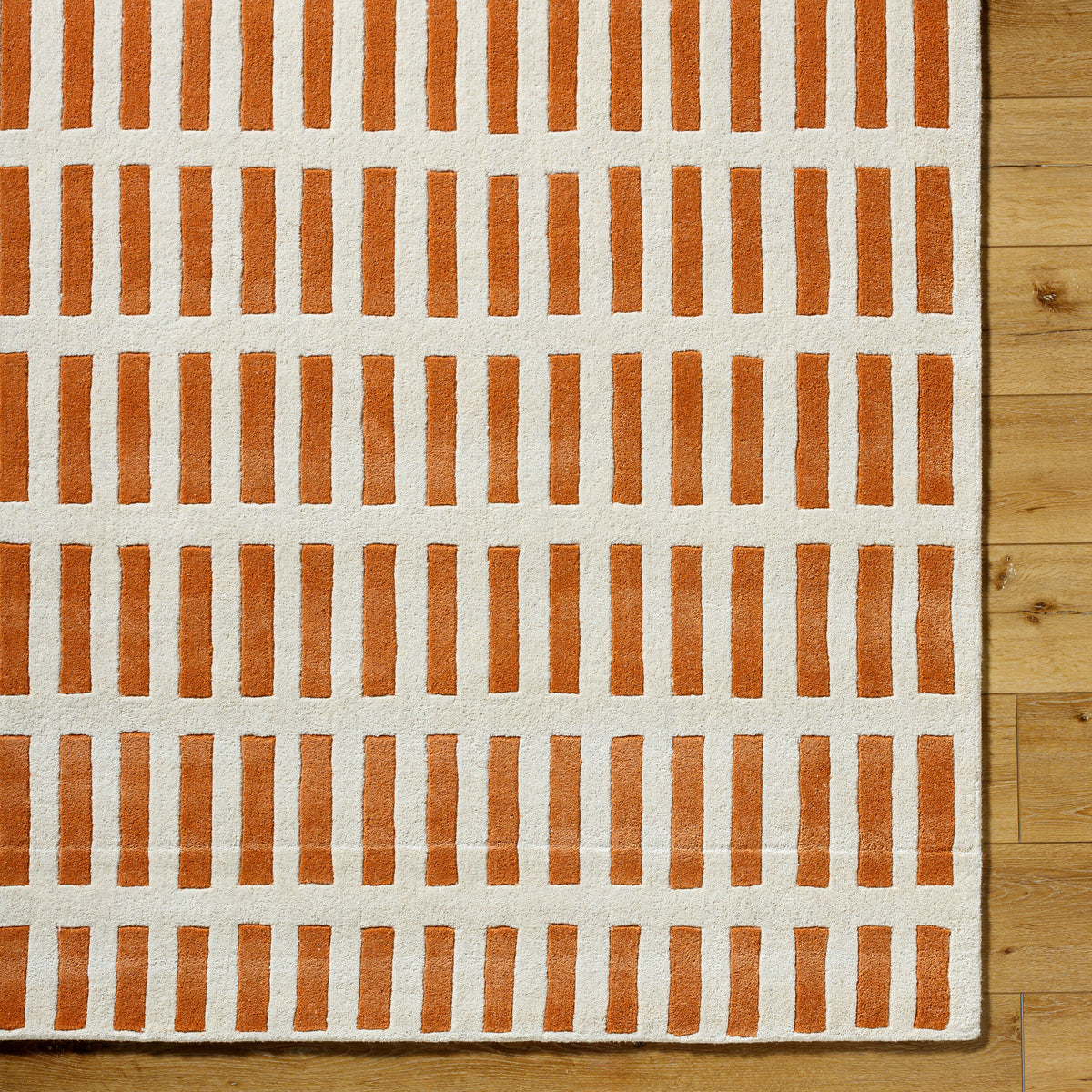Jason Wu Grid Wool Rug — Coral / Green | JSW-1000 in - performance