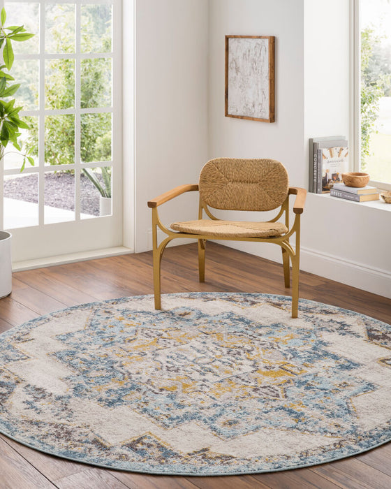 Ankara Machinaal Geweven Vloerkleed — Ivoor / Blauw | AKR-2309