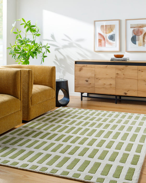 Jason Wu Grid Wool Rug — Coral / Green | JSW-1000 in