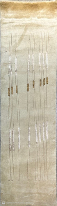 2'4" x 7'11" Nepalese zijde/wol handgeknoopt