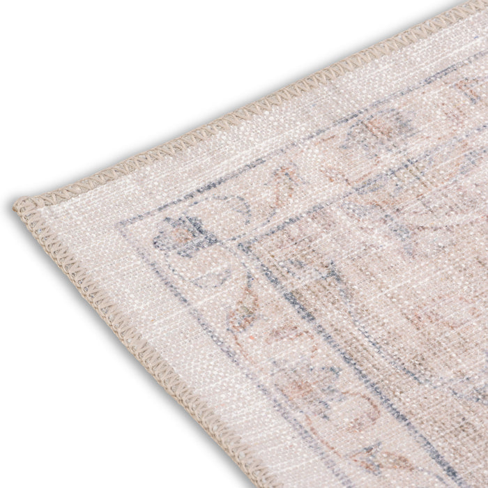 Premium Wasbaar Antislip Vloerkleed – Dusty Blue Medallion (Machinewasbaar)