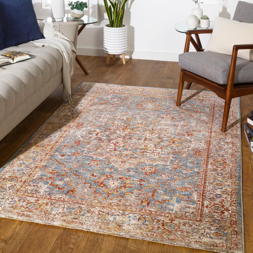 Livabliss Mirabel machinaal geweven vloerkleed — Roest / Blauw | MBE-2310