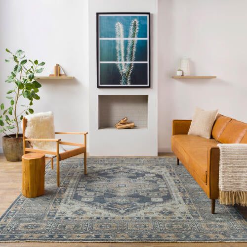 Reign handgemaakt wollen vloerkleed — Marineblauw / Taupe | REG-2309