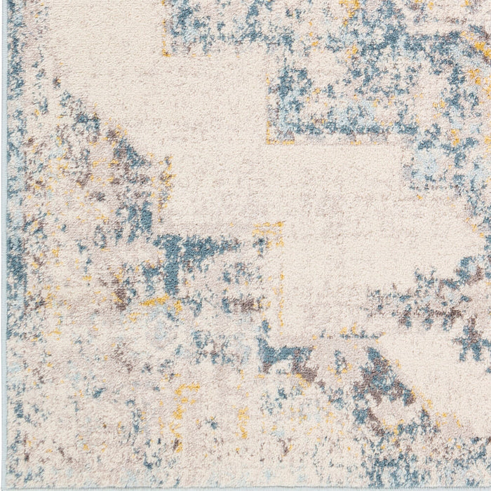 Ankara Machinaal Geweven Vloerkleed — Ivoor / Blauw | AKR-2309