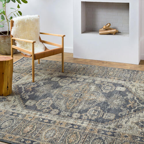 Reign handgemaakt wollen vloerkleed — Marineblauw / Taupe | REG-2309