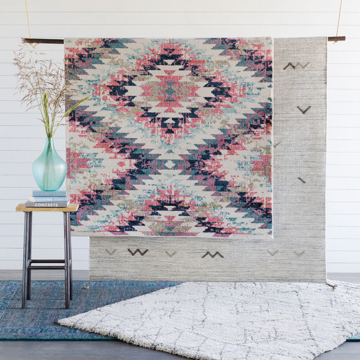 Anika Machine Woven Rug — Pink / Navy | ANI-1037