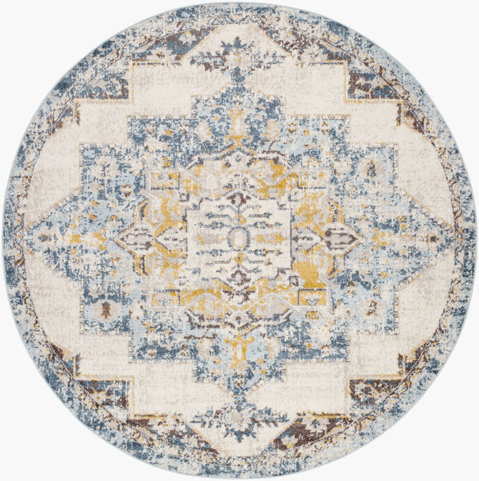Ankara Machinaal Geweven Vloerkleed — Ivoor / Blauw | AKR-2309