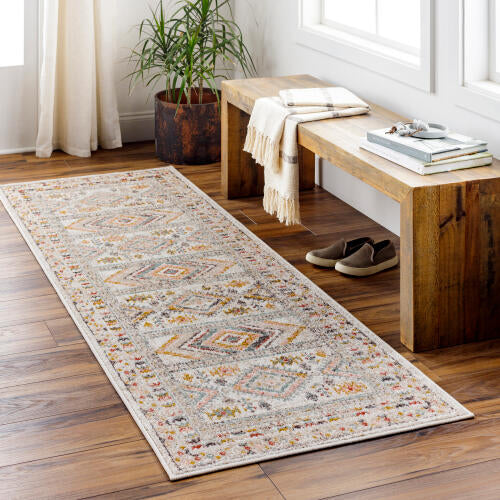 Ankara Machinaal Geweven Vloerkleed — Ivoor / Roze Salie Multi | AKR-2336
