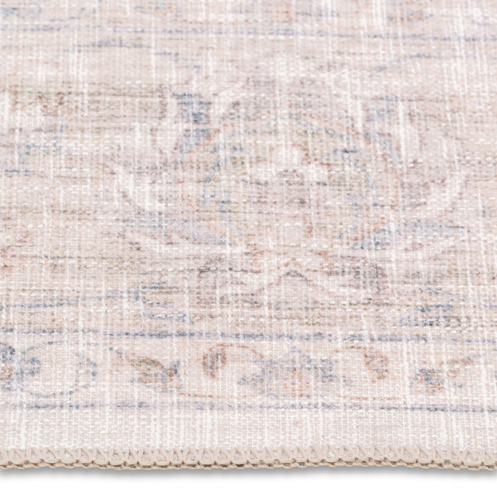 Premium Wasbaar Antislip Vloerkleed – Dusty Blue Medallion (Machinewasbaar)