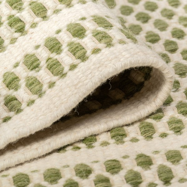 Omkeerbaar handgeweven wollen vloerkleed – Natuurlijk & Saliepatroon (0,64 cm poolhoogte)