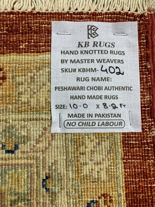 8'x10' Hand-Knotted Chobi Red/Ivory Area Rug – KB Rugs