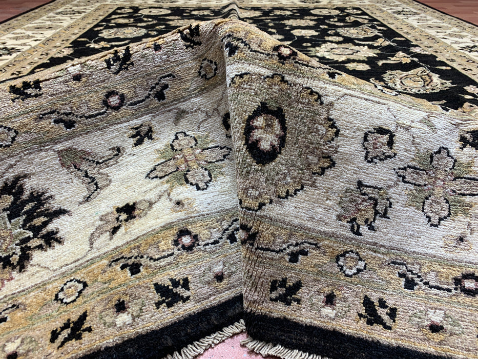 8'x10' Hand-Knotted Chobi Black/Ivory Area Rug – KB Rugs