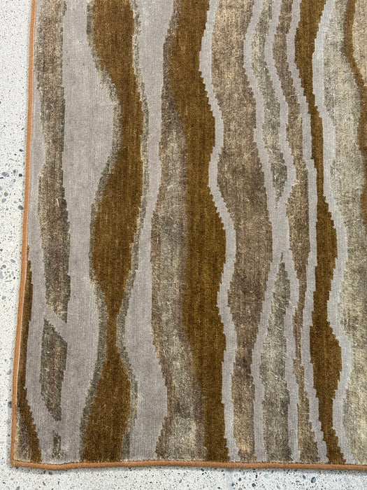 4'x6' Handgeknoopt Nepalees wollen vloerkleed - Bruin/Beige