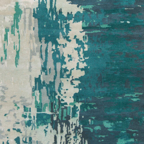 Banshee Handgemaakt Vloerkleed van Wol & Viscose — Groenblauw | BAN-3343 - construction