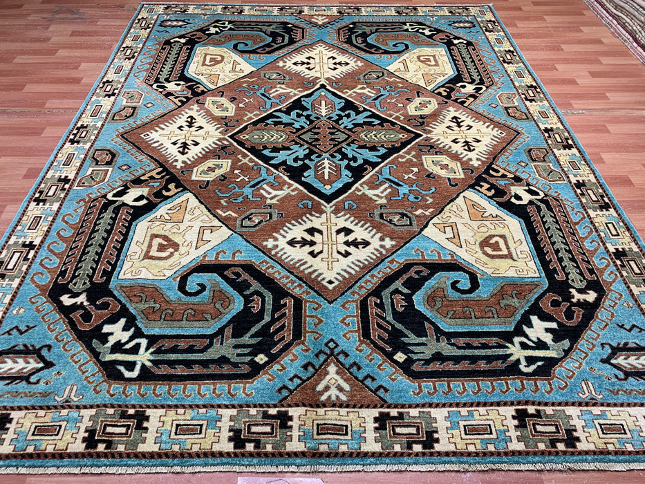 8'x10' Hand-Knotted Chobi Blue/ Multi Area Rug – KB Rugs