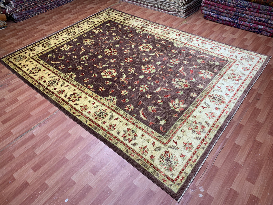 9'x12' Hand-Knotted Chobi Brown/Ivory Area Rug – KB Rugs