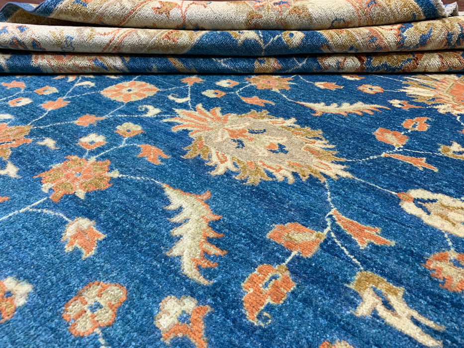 9'x12' Hand-Knotted Chobi Blue/Ivory Area Rug – KB Rugs