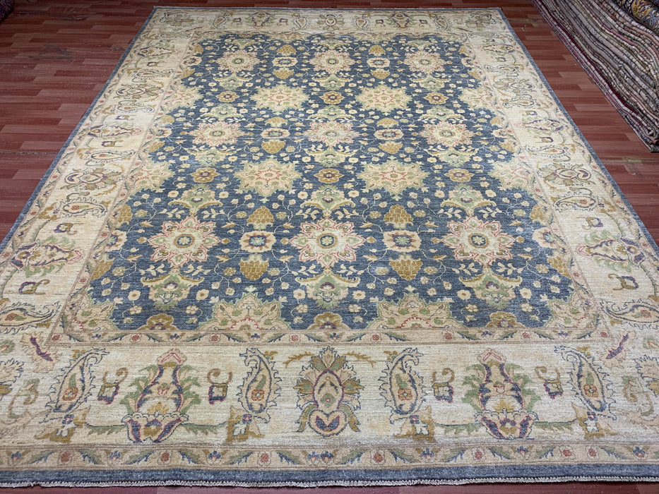 9'x12' Hand-Knotted Chobi Blue/Ivory Area Rug – KB Rugs