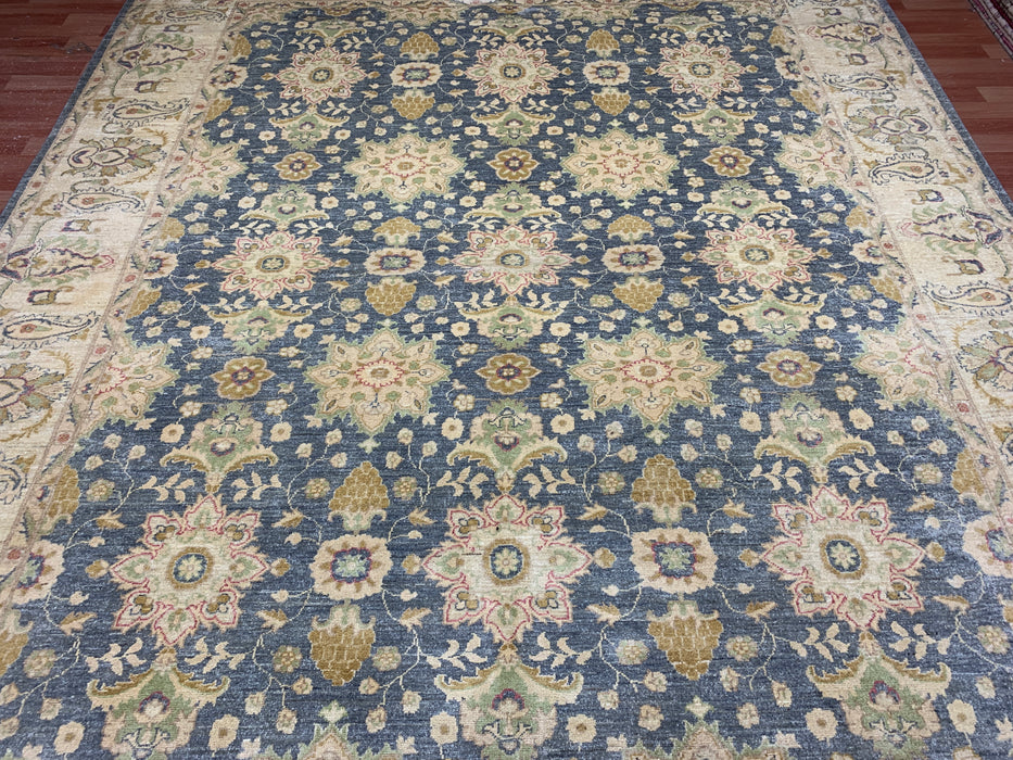 9'x12' Hand-Knotted Chobi Blue/Ivory Area Rug – KB Rugs