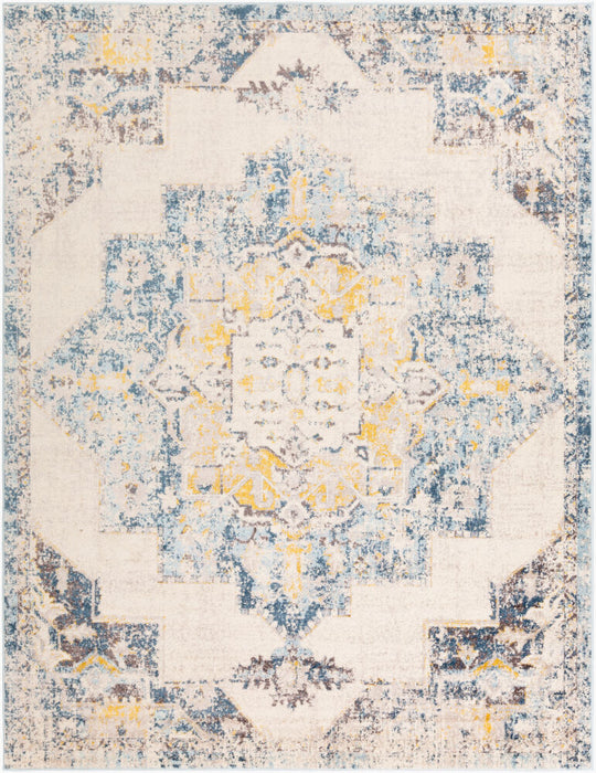 Ankara Machinaal Geweven Vloerkleed — Ivoor / Blauw | AKR-2309