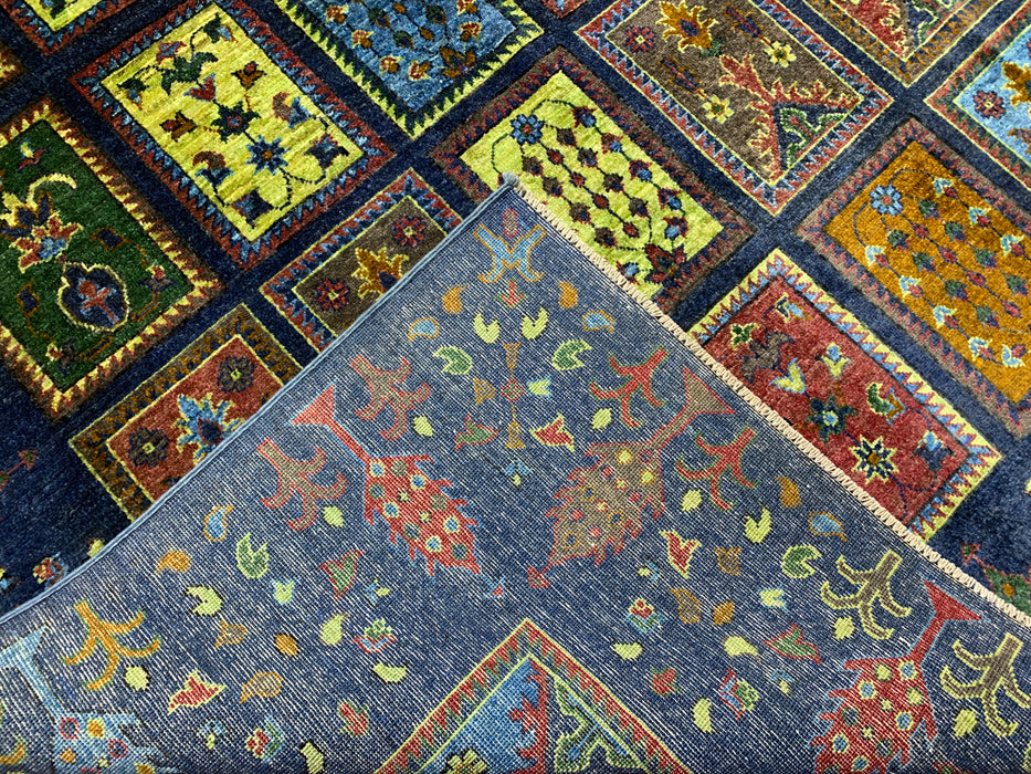Ultra-zeldzaam handgeknoopt Chobi wollen tapijt, 201 x 297 cm – Blauw tuinpaneelontwerp