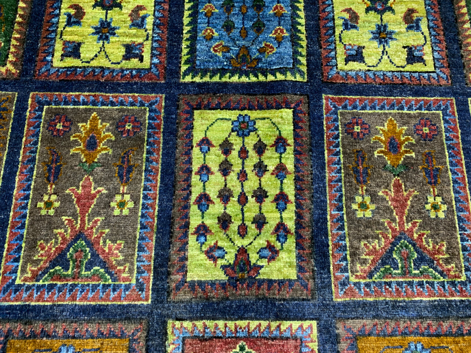 Ultra-zeldzaam handgeknoopt Chobi wollen tapijt, 201 x 297 cm – Blauw tuinpaneelontwerp