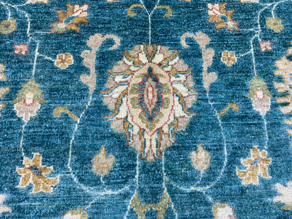7'x10' Hand-Knotted Chobi Teal/Ivory Area Rug – KB Rugs