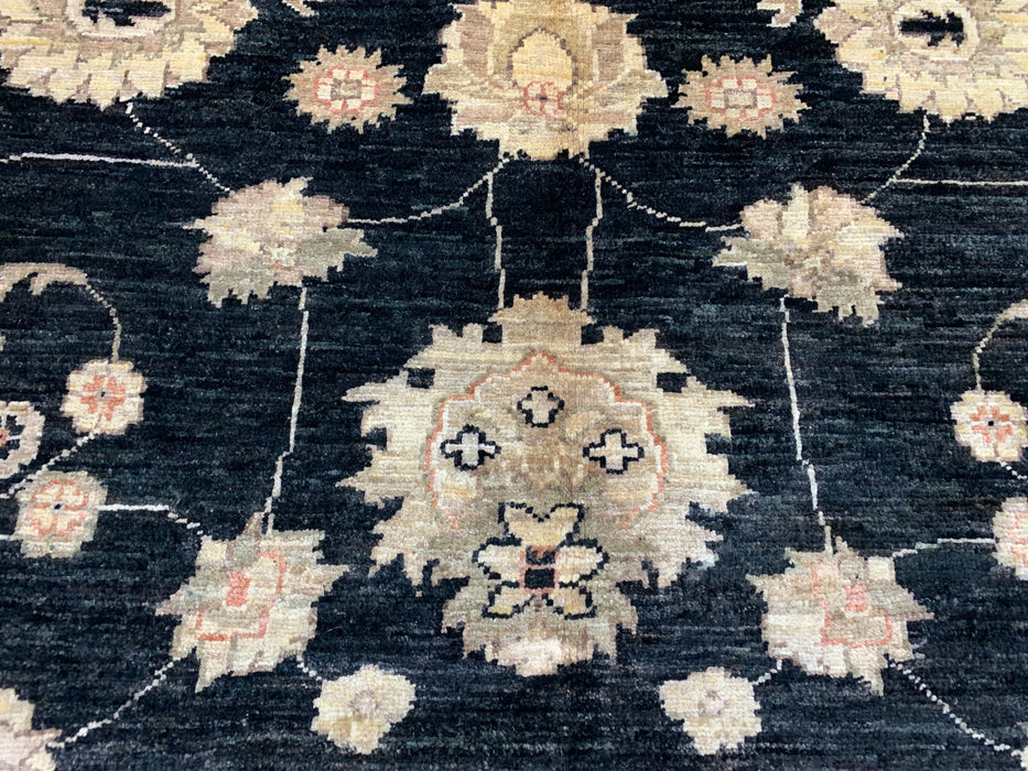 7'x10' Hand-Knotted Chobi Black/Ivory Area Rug – KB Rugs