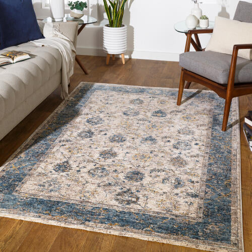 Livabliss Mirabel Machinaal Geweven Vloerkleed — Zand / Blauw | MBE-2313 - colour & pattern