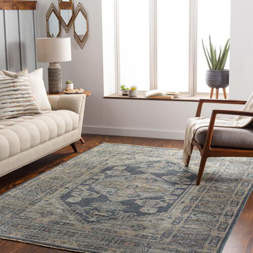 Reign handgemaakt wollen vloerkleed — Marineblauw / Taupe | REG-2309