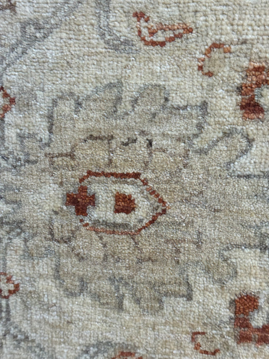 9'x12' Handgeknoopt Chobi wollen vloerkleed - Beige/Rood