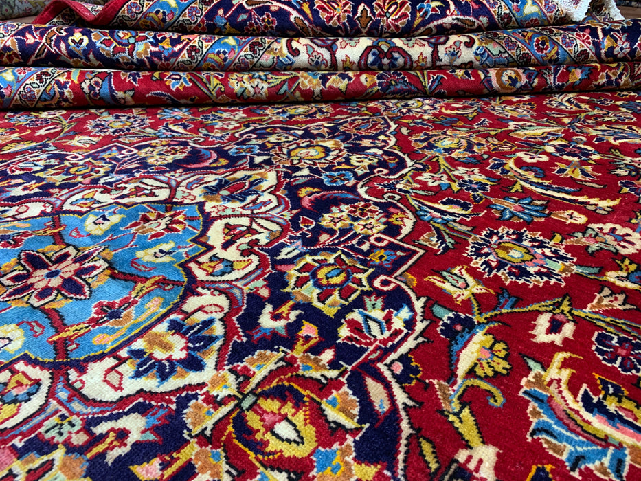 9'9" × 13'10" Hand-Knotted Wool Rug – Persian Floral Medallion Design