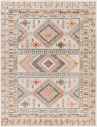 Ankara Machinaal Geweven Vloerkleed — Ivoor / Roze Salie Multi | AKR-2336 - performance