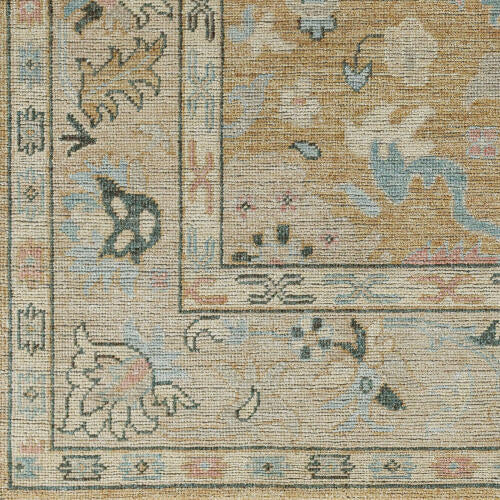 Reign Handgemaakt Wollen & Viscose Vloerkleed — Zacht Goud & Pastel Motieven | REG-2316