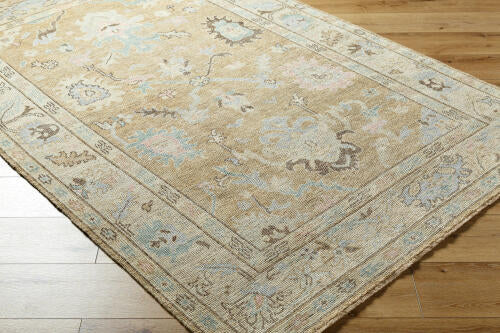 Reign Handgemaakt Wollen & Viscose Vloerkleed — Zacht Goud & Pastel Motieven | REG-2316