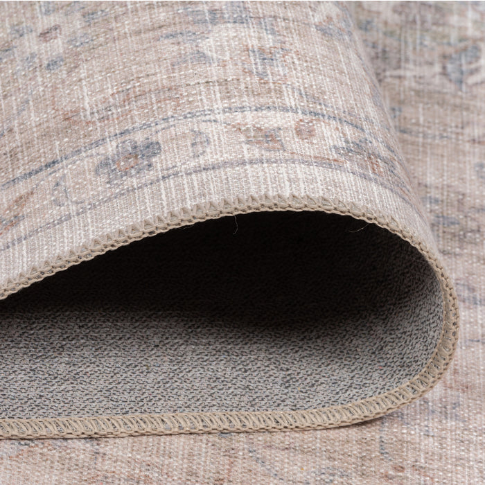 Premium Wasbaar Antislip Vloerkleed – Dusty Blue Medallion (Machinewasbaar)