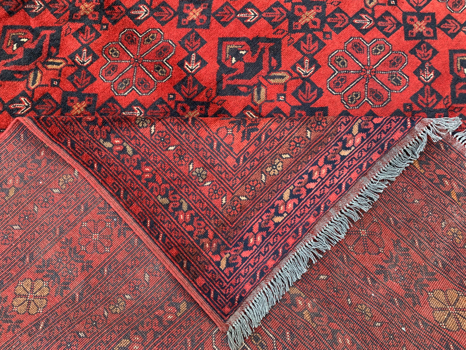 9'9 x 15'9 Red Hand-Knotted Persian Wool Rug - Tribal Geometric One-of-a-Kind Carpet - KBHM-519