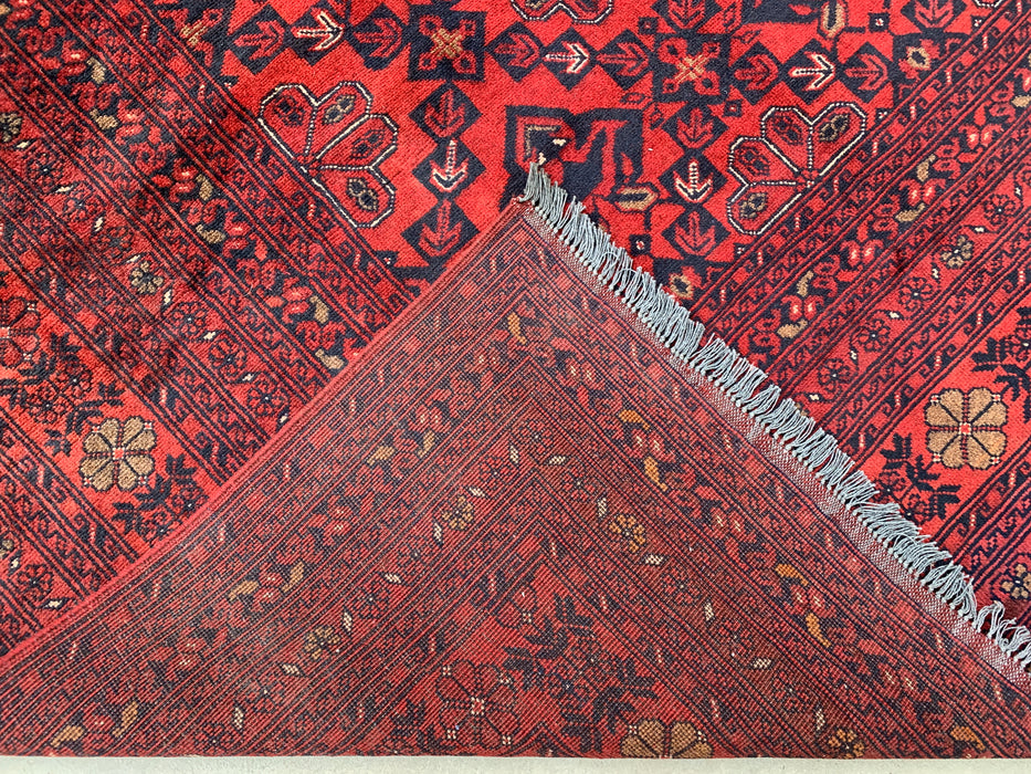9'9 x 15'9 Red Hand-Knotted Persian Wool Rug - Tribal Geometric One-of-a-Kind Carpet - KBHM-519