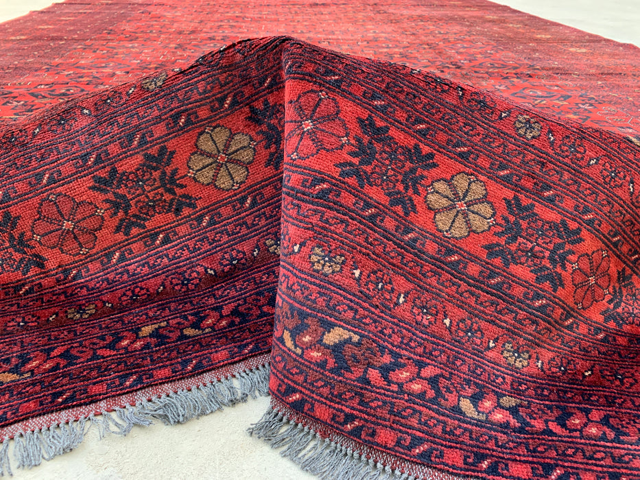 9'9 x 15'9 Red Hand-Knotted Persian Wool Rug - Tribal Geometric One-of-a-Kind Carpet - KBHM-519