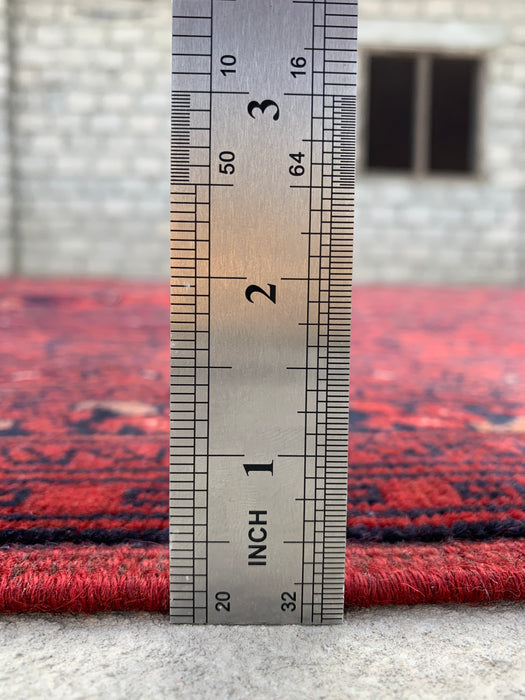 9'9 x 15'9 Red Hand-Knotted Persian Wool Rug - Tribal Geometric One-of-a-Kind Carpet - KBHM-519