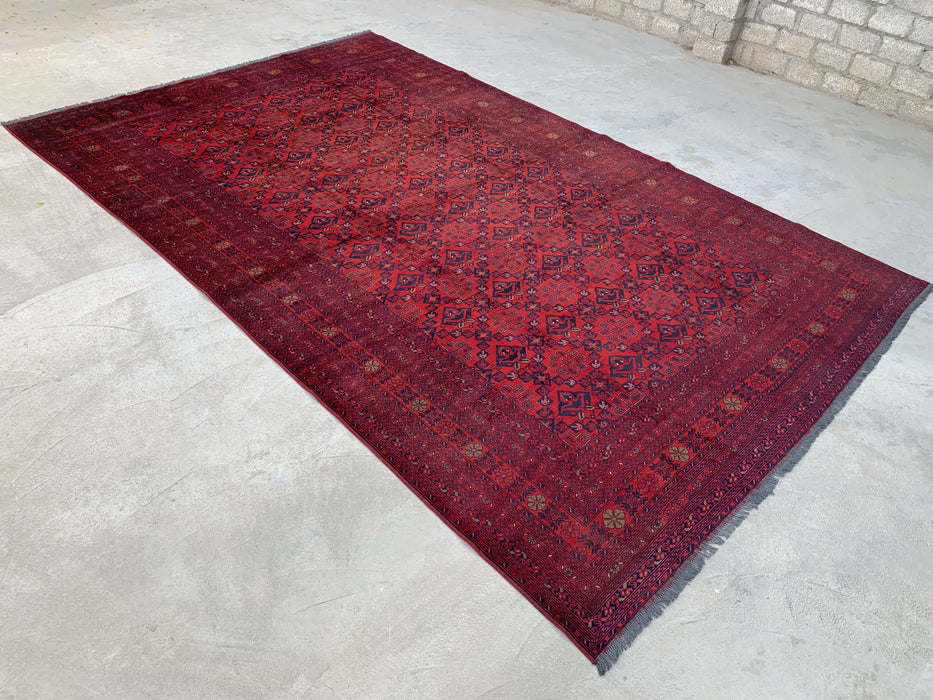 9'9 x 15'9 Red Hand-Knotted Persian Wool Rug - Tribal Geometric One-of-a-Kind Carpet - KBHM-519