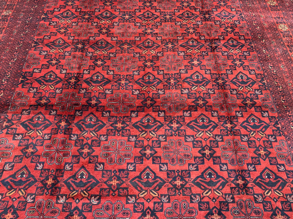 9'9 x 15'9 Red Hand-Knotted Persian Wool Rug - Tribal Geometric One-of-a-Kind Carpet - KBHM-519