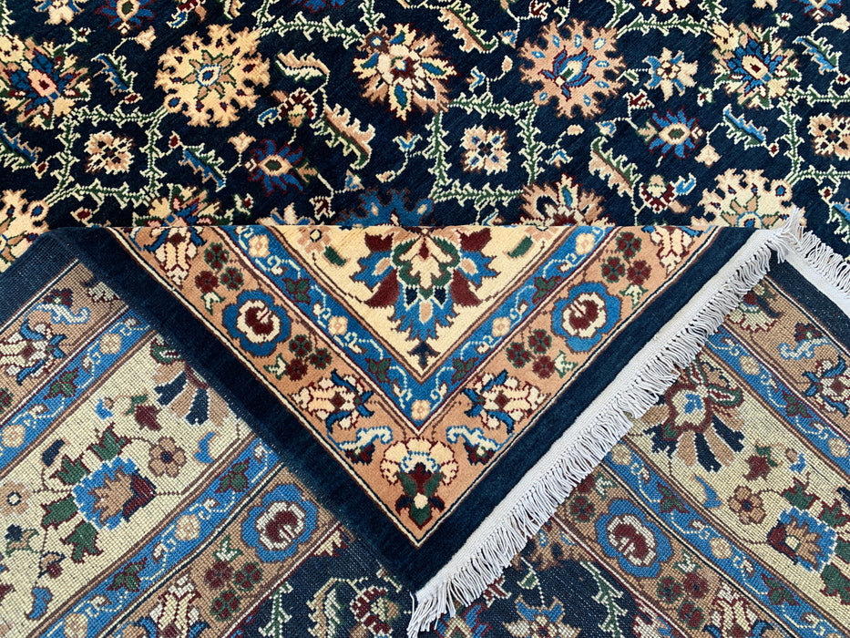 13'1 x 9'11 handgeknoopt Peshawari Chobi wollen tapijt - Marineblauw traditioneel bloemmotief vloerkleed - KBHM-516