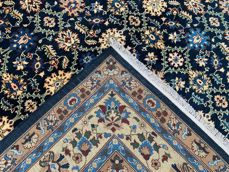 13'1 x 9'11 handgeknoopt Peshawari Chobi wollen tapijt - Marineblauw traditioneel bloemmotief vloerkleed - KBHM-516