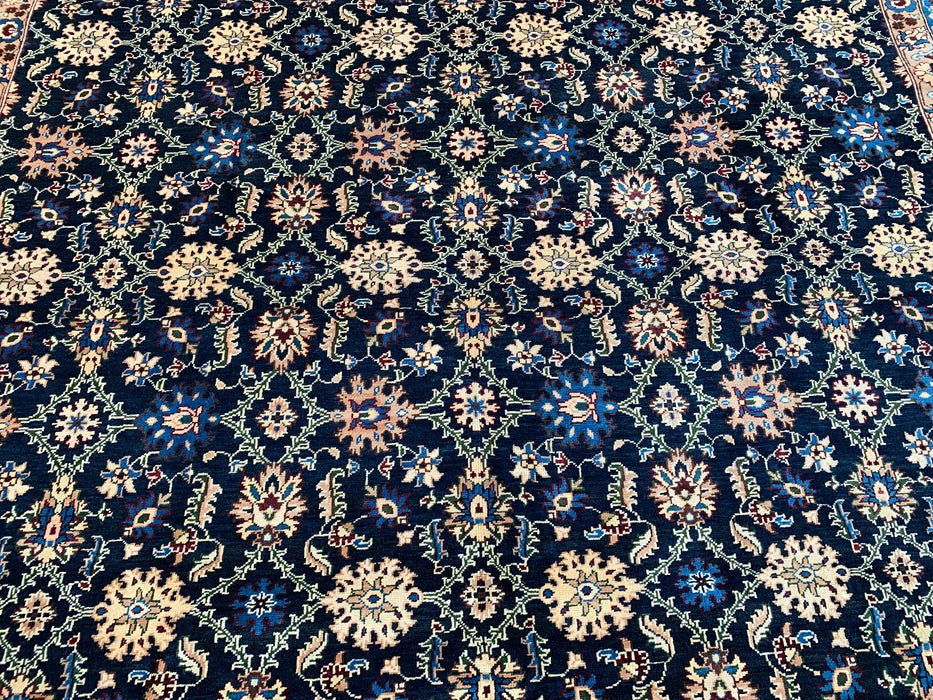13'1 x 9'11 handgeknoopt Peshawari Chobi wollen tapijt - Marineblauw traditioneel bloemmotief vloerkleed - KBHM-516
