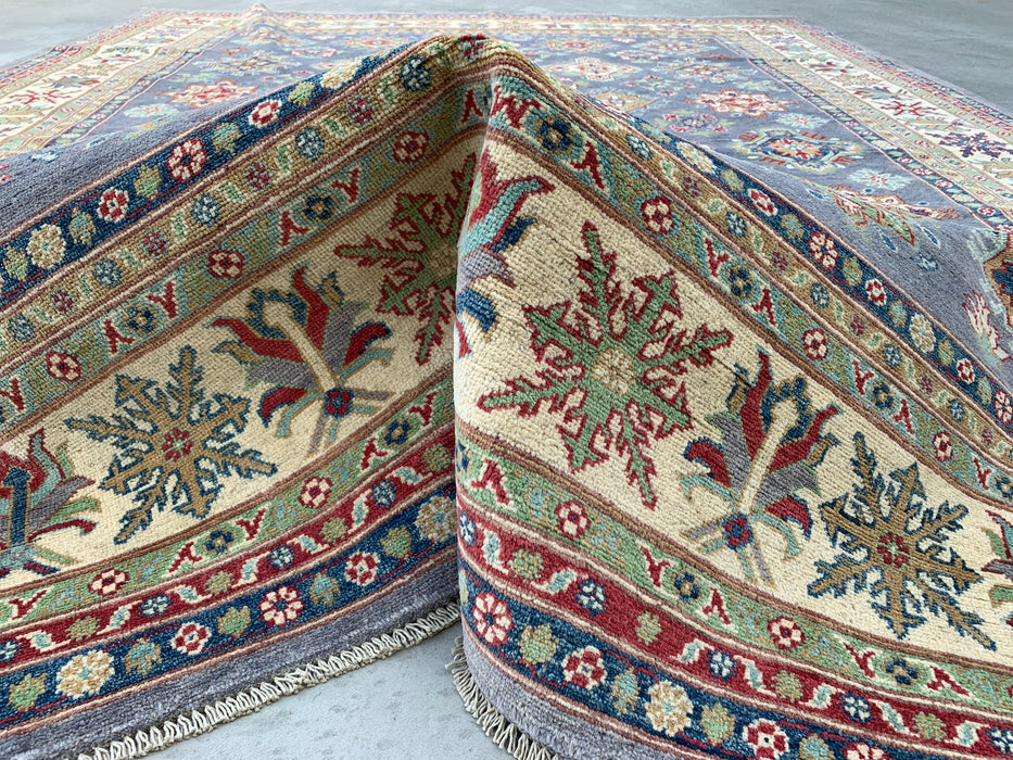 11'7 x 8'11 handgeknoopt Perzisch Chobi wollen tapijt - Grijs traditioneel tribaal vloerkleed - KBHM-518